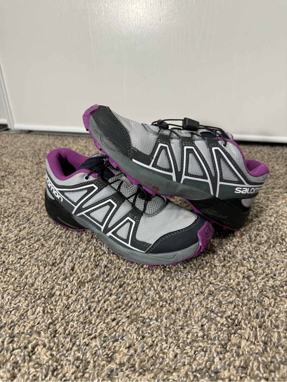 Salomon Women's Gray and Purple Athletic Shoes - Picture 1 of 5